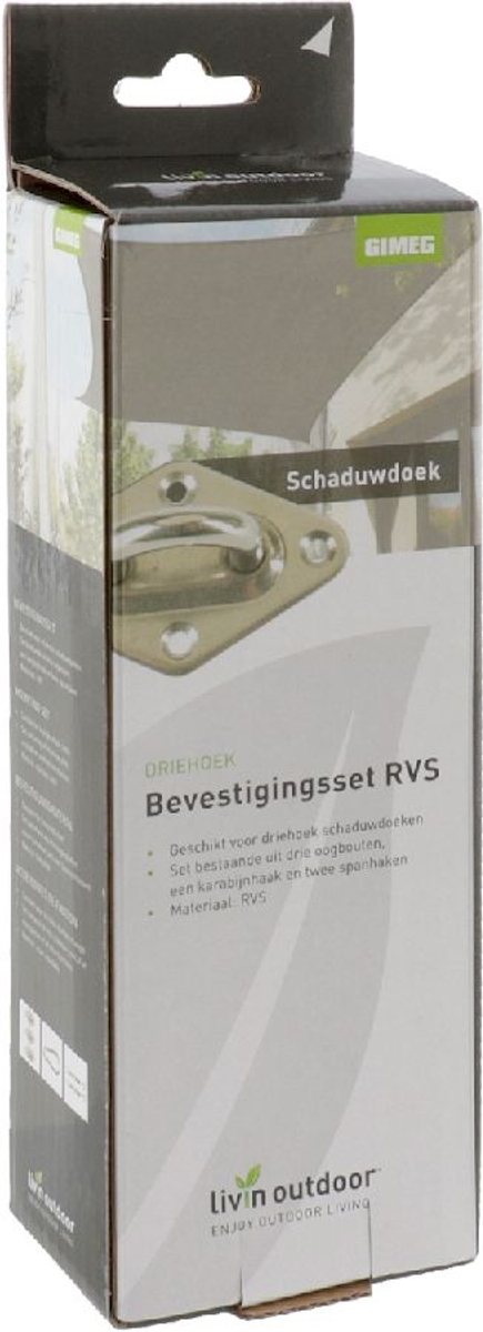 Livin’outdoor bevestigingsmaterialen schaduwdoek driehoek - RVS verpakking