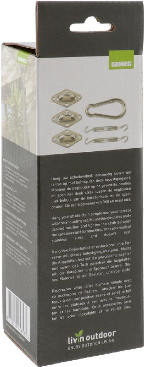 Livin’outdoor bevestigingsmaterialen schaduwdoek driehoek - RVS verpakking
