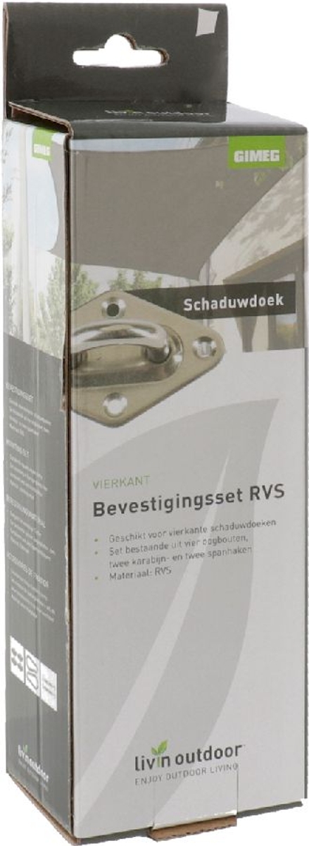 Livin’outdoor bevestigingsmaterialen schaduwdoek vierkant - RVS verpakking