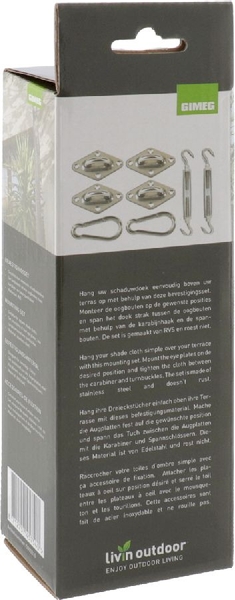Livin’outdoor bevestigingsmaterialen schaduwdoek vierkant - RVS verpakking