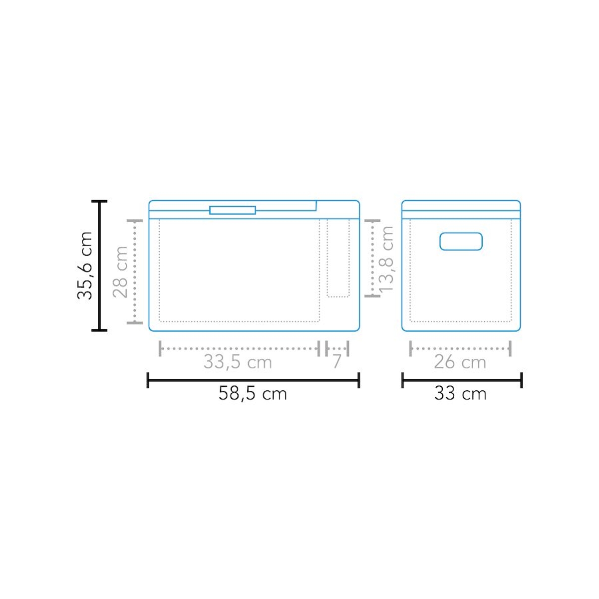 Mestic MCC compressor koelbox - 25 liter afmetingen