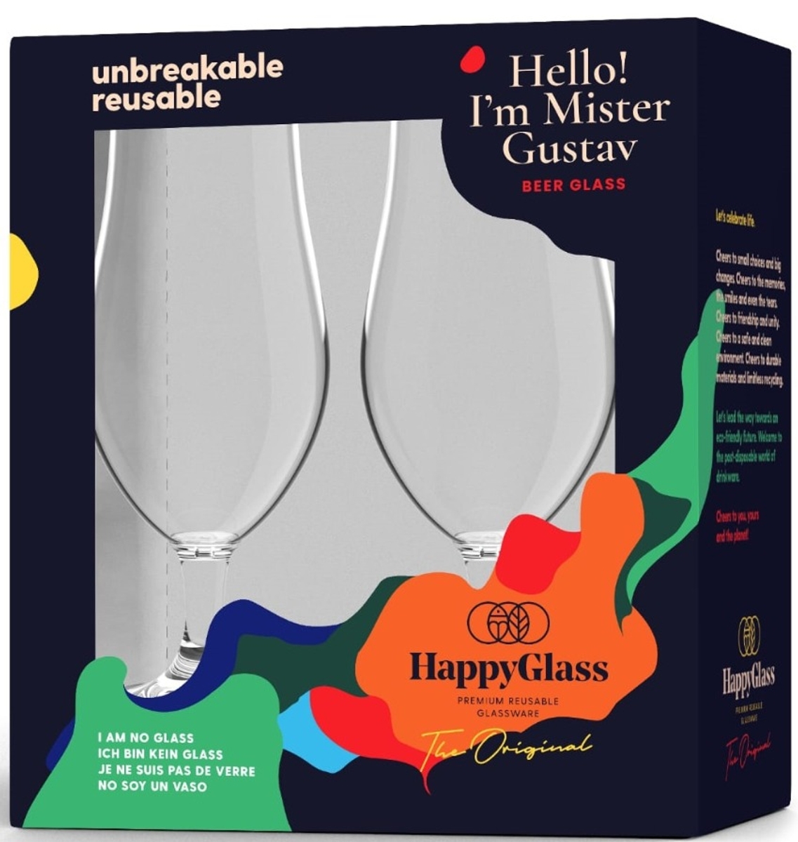HappyGlass luxe kunststof bierglas - 2 stuks