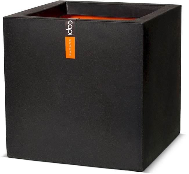 Capi Nature Rib bloempot vierkant - 40 cm - zwart
