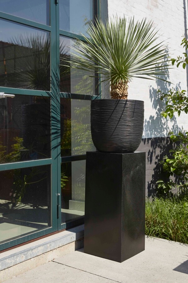 Capi Nature Rib bloempot bol - 35 cm - zwart