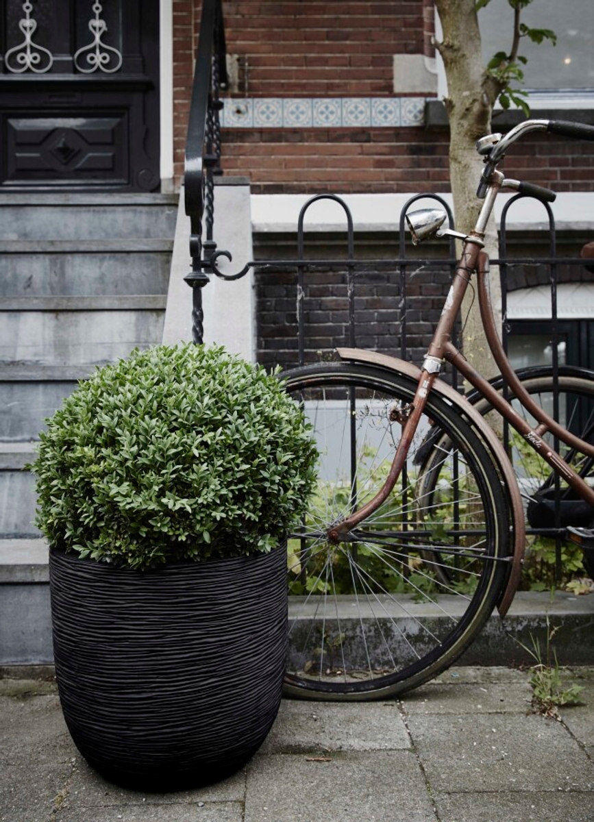 Capi Nature Rib bloempot bol - 43 cm - Zwart