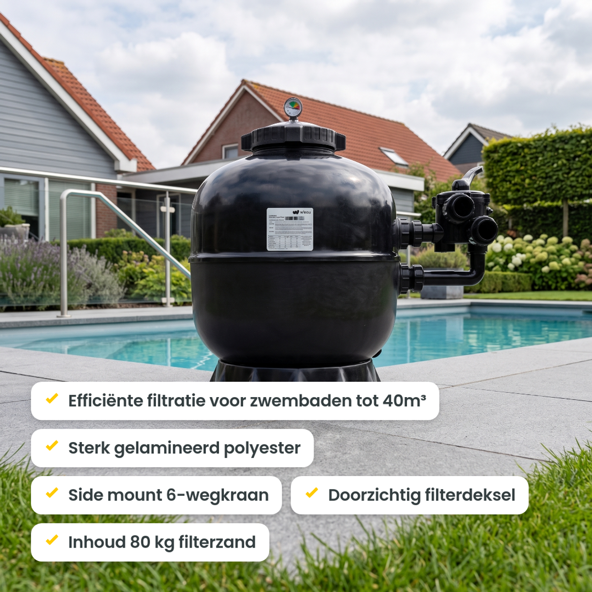 W'eau SPO-500 polyester side mount zandfilter 10m³