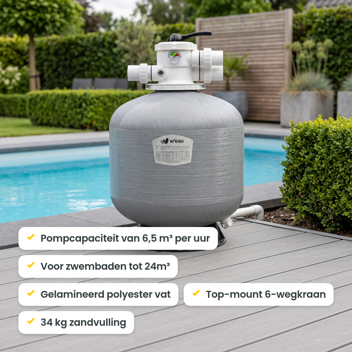 W'eau TPP-400 polyester versterkt top mount zandfilter 6,5m³