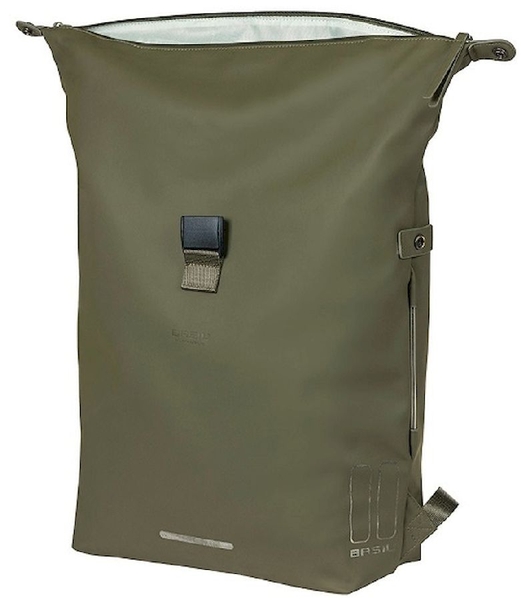 Basil SoHo enkele fietsrugzak - 17 liter - Donkergroen - open aanzicht