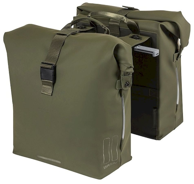 Basil SoHo MIK dubbele fietstas - 41 liter - Donkergroen - vooraanzicht