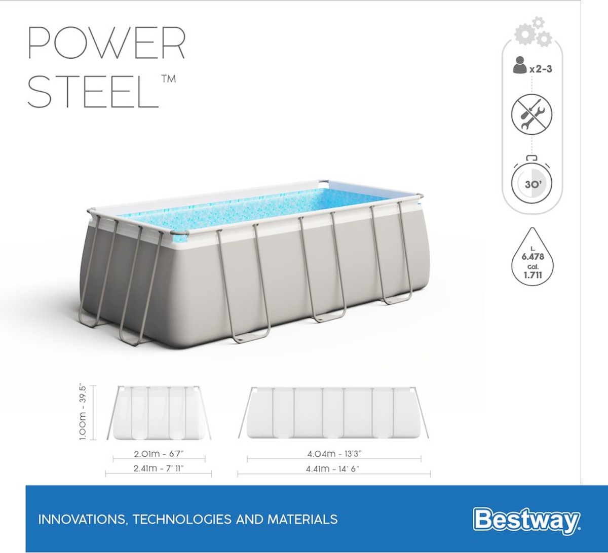 Bestway Power Steel Rectangular zwembad - 404 x 201 x 100 cm - set 
