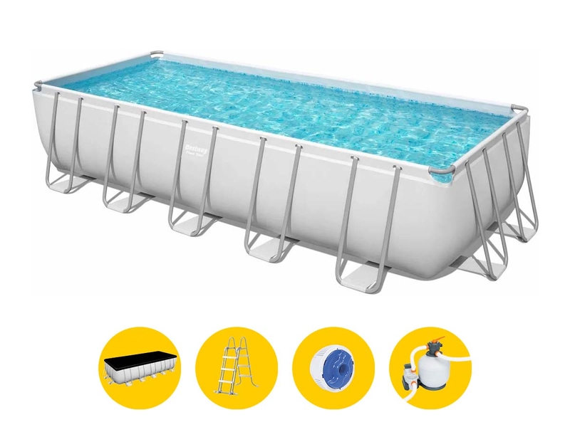 Bestway Power Steel Rectangular zwembad - 640 x 274 x 132 cm - met zandfilterpomp en accessoires