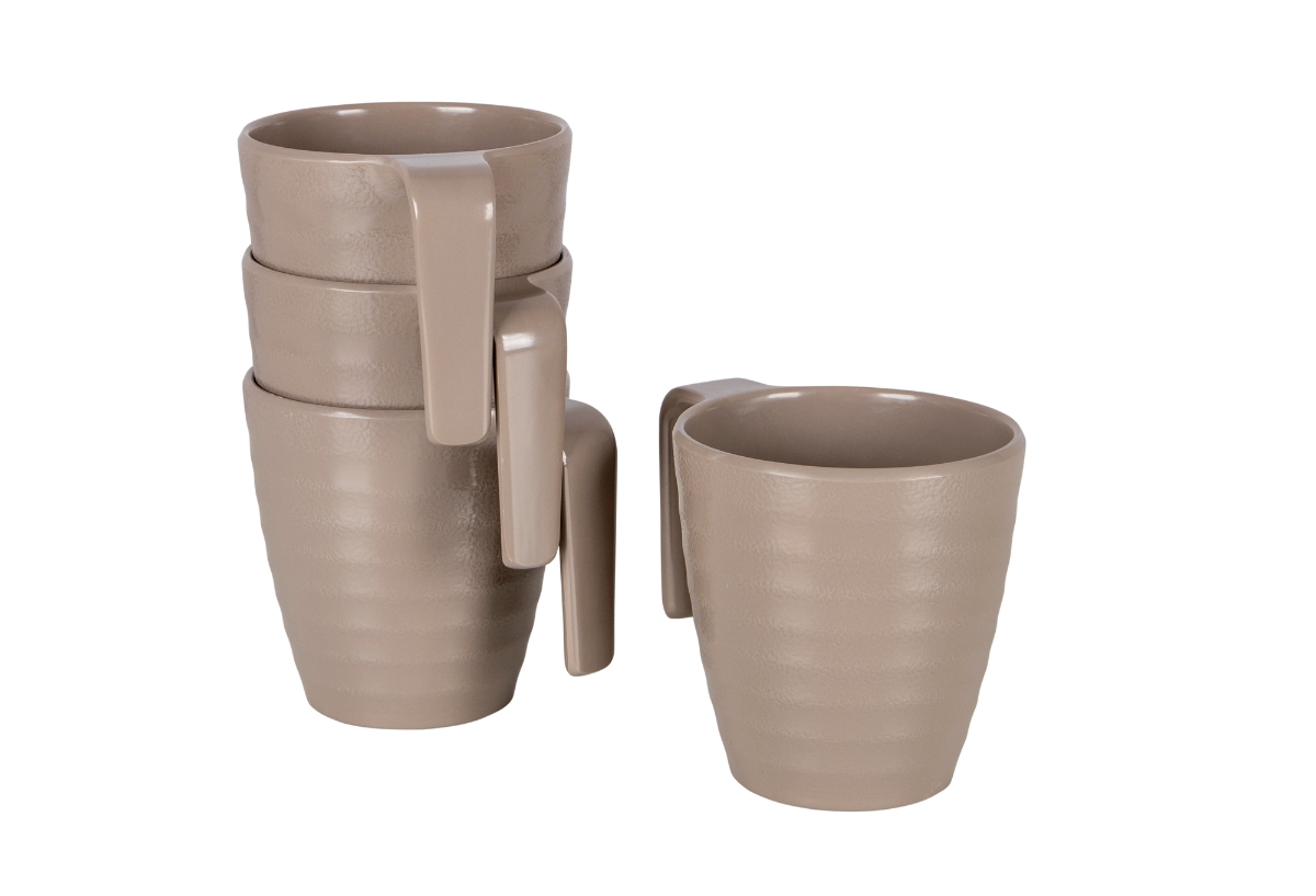 Service De Table Mélamine 16 Pièces Pour 4 Personnes - Gris, Style Grès, Pour Camping Et Extérieur