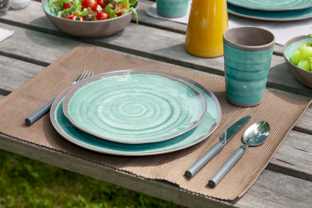 Bo-Camp Halo melamine serviesset Aqua. sfeerbeeld