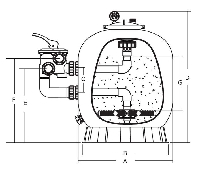 Mega S650R zandfilter side mount 16m³