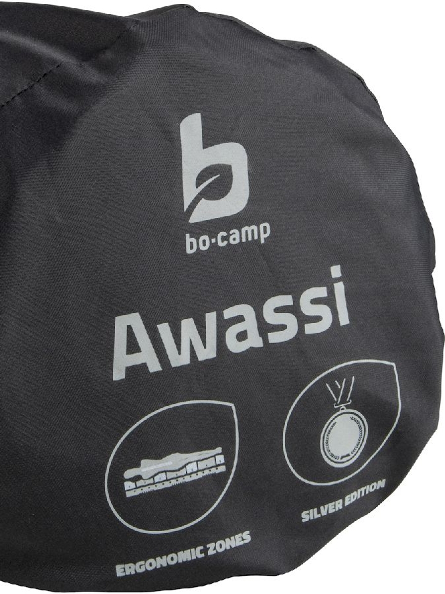 Bo-Camp Dorset Awassi zelfopblazende slaapmat - Silver opergzak ingezoomd