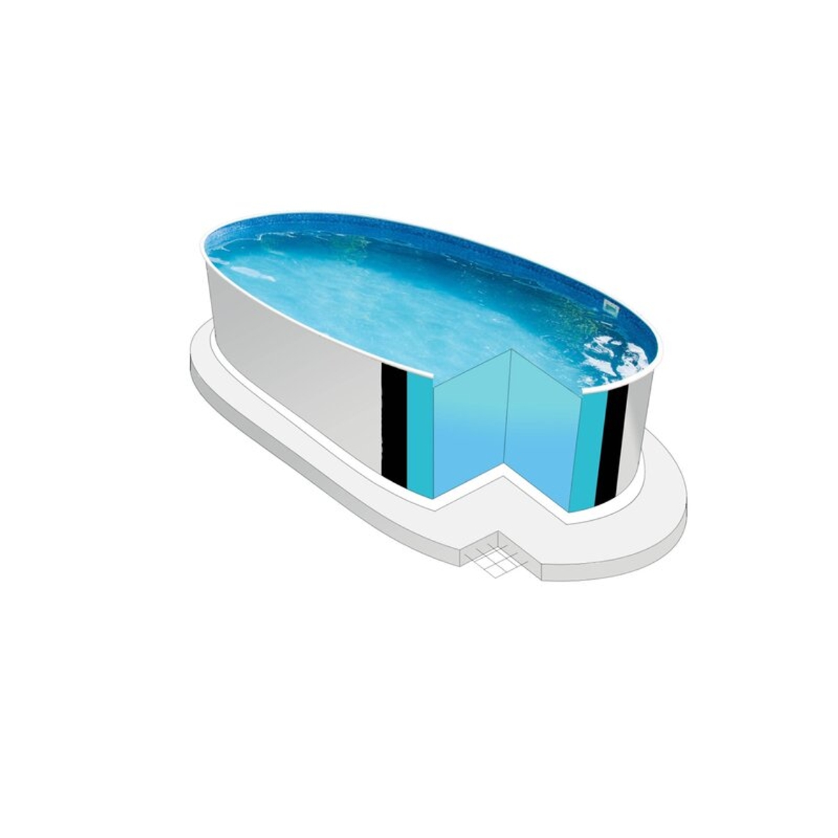 Staalwand 8,00 x 4,16 x 1,50 (met uitsparingen en profielen) - situatieschets