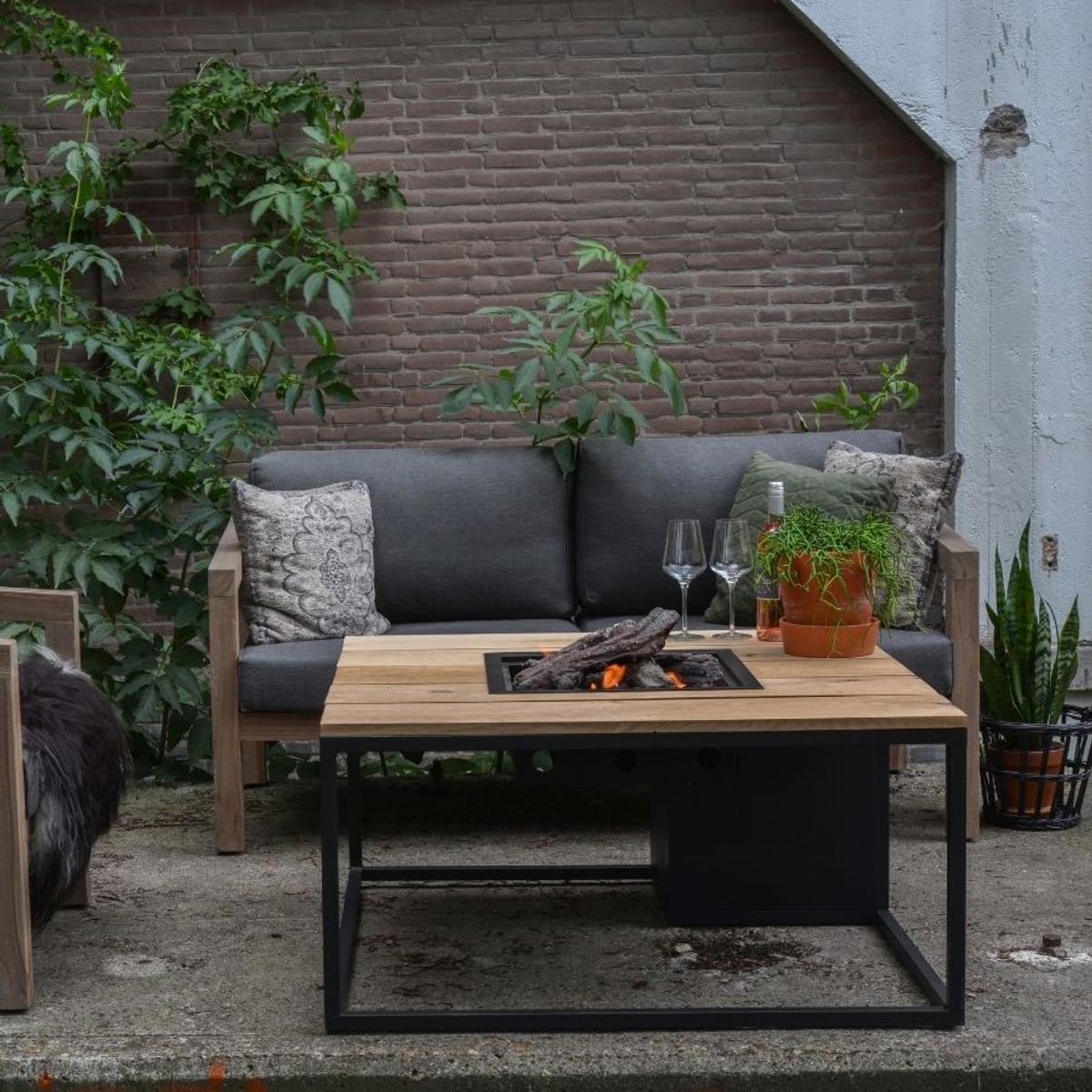 Cosi Cosiloft 100 vuurtafel zwart - teak