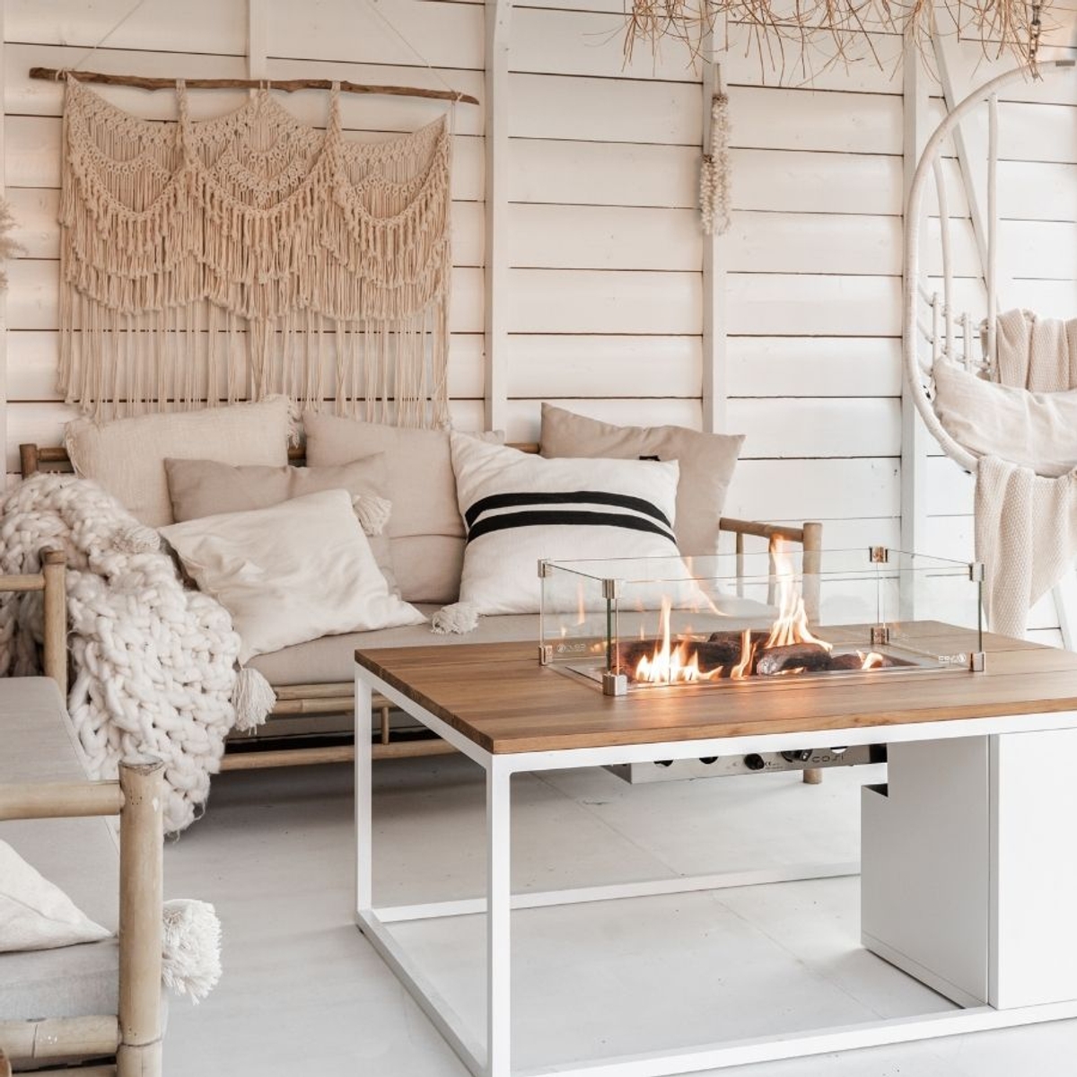 Cosi Cosiloft 120 vuurtafel wit - teak