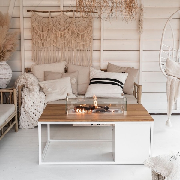 Cosi Cosiloft 120 vuurtafel wit - teak