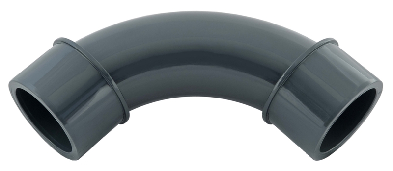 Bocht 90° PVC-U 50 mm lijmmof 16bar - grijs