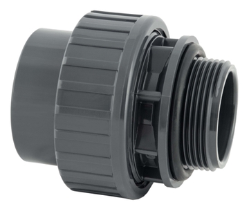 Koppeling met O-ring 50mm x 1 1/2" buitendraad 10bar - grijs