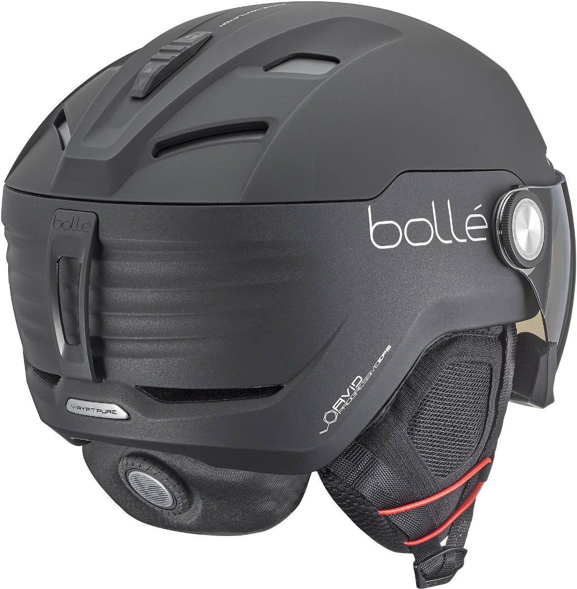 Bollé V-Ryft Pure Visor skihelm - Mat Zwart - Blauwe lens