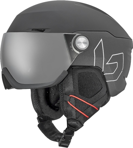 Bollé V-Ryft Pure Visor skihelm - Mat Zwart - Blauwe lens