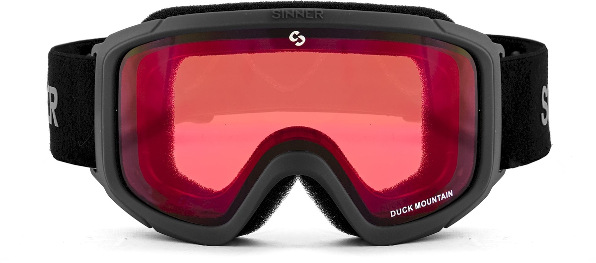Sinner Duck Mountain skibril kind - Mat Zwart - Rode lens