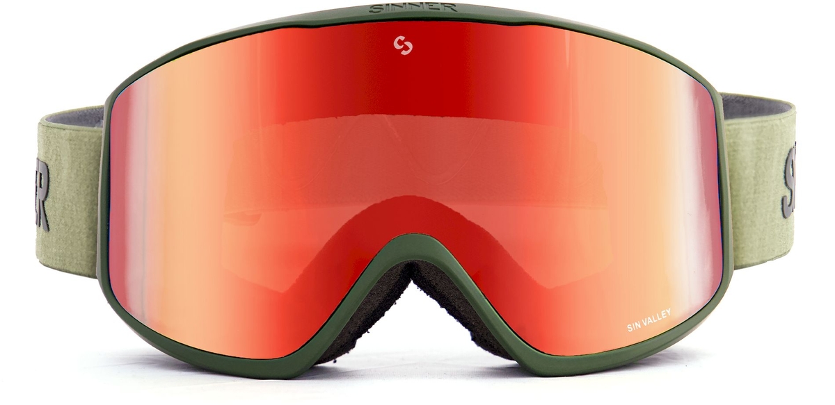 Sinner Sin Valley skibril - Mat Groen - Rode + Roze lens