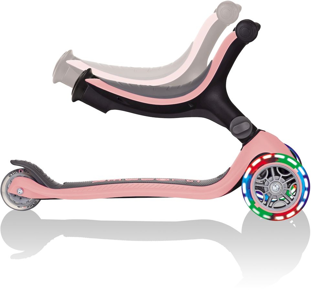 Globber Go Up Foldable Plus Lights Pastel 3-in-1 step - Roze