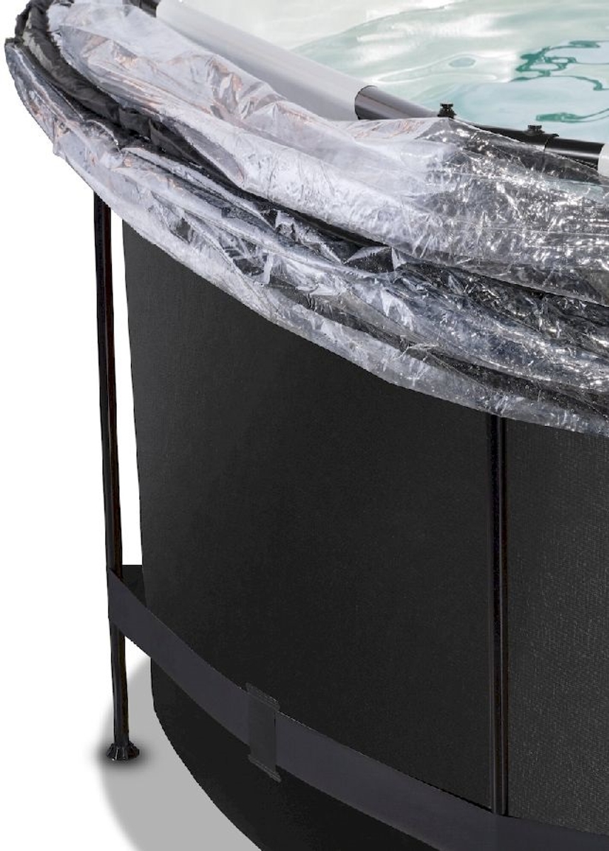 EXIT Black Leather zwembad - 360 x 122 cm - met zandfilterpomp, trap en overkapping 