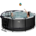 EXIT Black Leather zwembad - 360 x 122 cm - met zandfilterpomp, trap en overkapping 