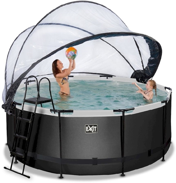 EXIT Black Leather zwembad - 360 x 122 cm - met zandfilterpomp, trap en overkapping 