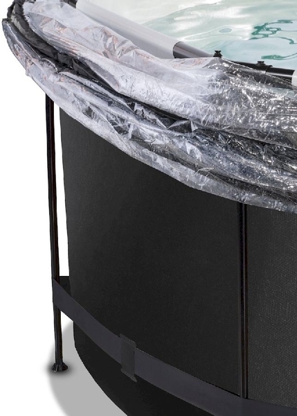 EXIT Black Leather zwembad - 360 x 122 cm - met zandfilterpomp, trap en overkapping 