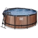 EXIT Wood zwembad - 360 x 122 cm - met zandfilterpomp, trap en overkapping