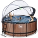 EXIT Wood zwembad - 360 x 122 cm - met zandfilterpomp, trap en overkapping
