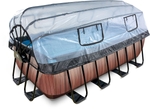 EXIT Wood zwembad - 400 x 200 x 122 cm - met zandfilterpomp, trap en overkapping