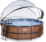 EXIT Wood zwembad - 427 x 122 cm - met zandfilterpomp, trap en overkapping