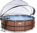 EXIT Wood zwembad - 427 x 122 cm - met zandfilterpomp, trap en overkapping 