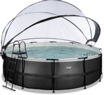 EXIT Black Leather zwembad - 450 x 122 cm - met zandfilterpomp, trap en overkapping