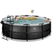 EXIT Black Leather zwembad - 450 x 122 cm - met zandfilterpomp, trap en overkapping