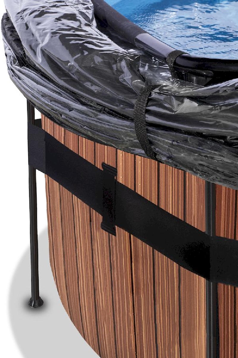 EXIT Wood zwembad - 450 x 122 cm - met zandfilterpomp, trap en overkapping 