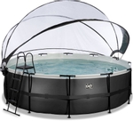 EXIT Black Leather zwembad - 488 x 122 cm - met zandfilterpomp, trap en overkapping