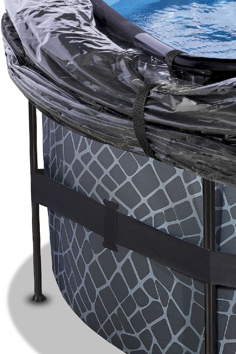 EXIT Stone zwembad - 488 x 122 cm - met zandfilterpomp, trap en overkapping 