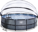 EXIT Stone zwembad - 488 x 122 cm - met zandfilterpomp, trap en overkapping