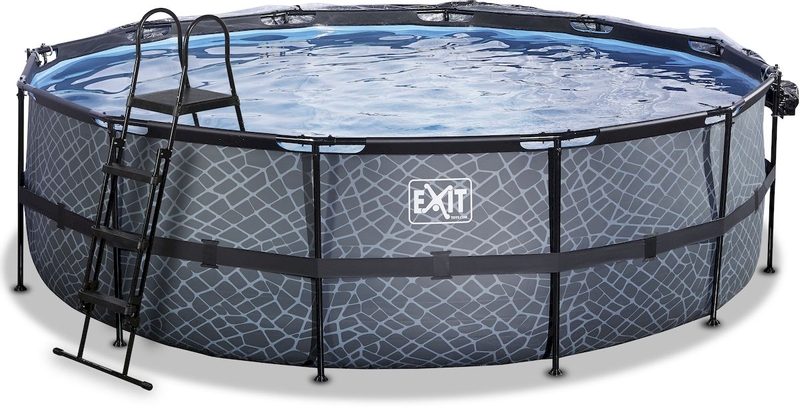 EXIT Stone zwembad - 488 x 122 cm - met zandfilterpomp, trap en overkapping