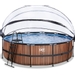 EXIT Wood zwembad - 488 x 122 cm - met zandfilterpomp, trap en overkapping