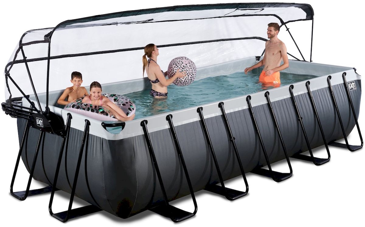 EXIT Black Leather zwembad - 540 x 250 x 122 cm - met zandfilterpomp, trap en overkapping 