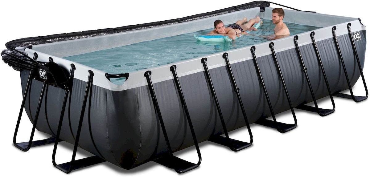 EXIT Black Leather zwembad - 540 x 250 x 122 cm - met zandfilterpomp, trap en overkapping 