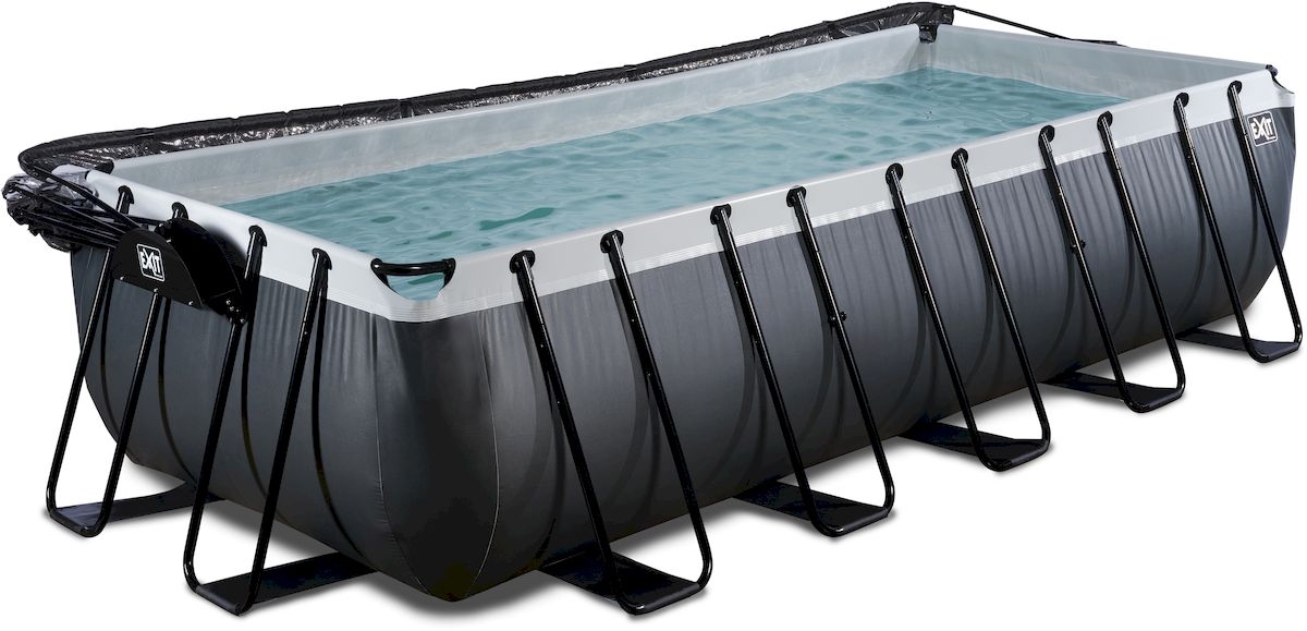 EXIT Black Leather zwembad - 540 x 250 x 122 cm - met zandfilterpomp, trap en overkapping 